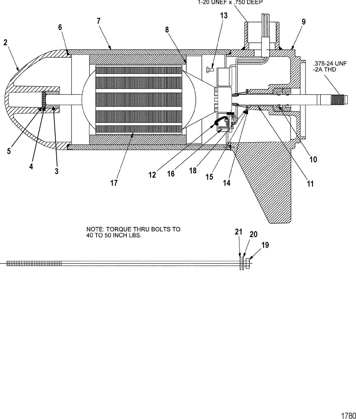 TROLLING MOTOR MOTORGUIDE TT THRUSTER SERIES Lower Unit Assembly(45# - 5 Speed) (MDM397062)
