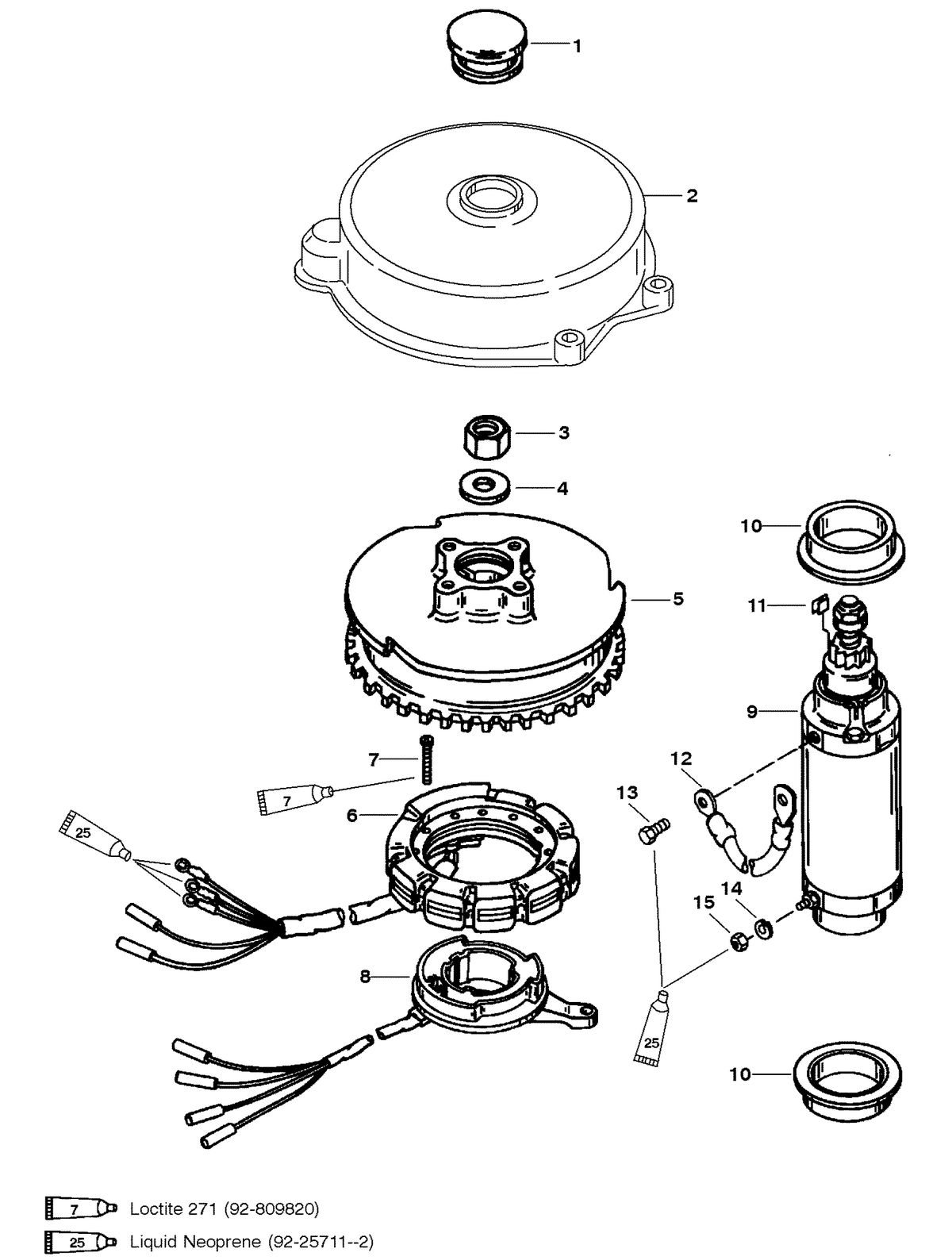 MERCURY/MARINER 50/55/60 JET 45 FLYWHEEL AND STARTER MOTOR (50/60)