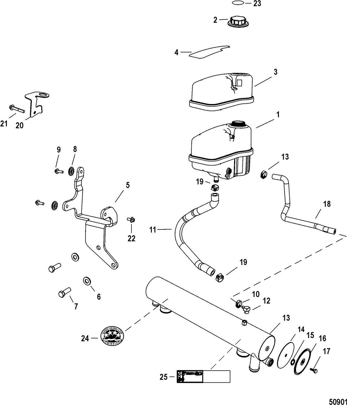 MERCRUISER 8.2 HO EC Cooling System, Fresh Water Components