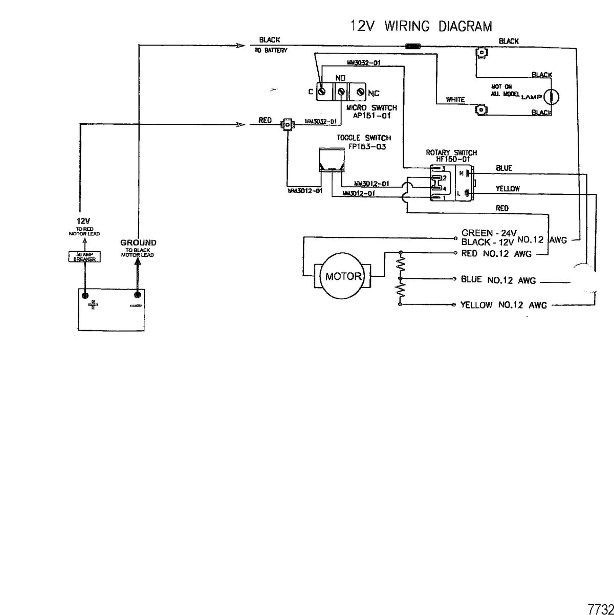 TROLLING MOTOR MOTORGUIDE HVF AND HVT SERIES Wire Diagram(Model HVF5000 / HVF5200) (12 Volt)