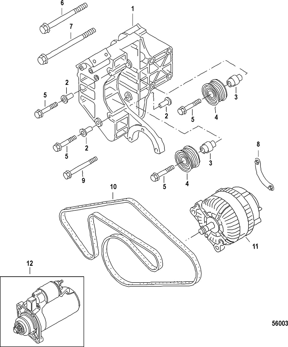 MERCRUISER 3.0L TDI ALTERNATOR, Connecting and Mounting