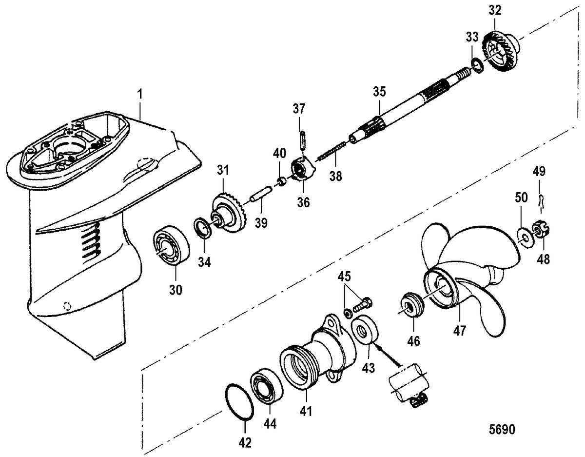 MERCURY/MARINER 6/8/9.8 2-STROKE (INTERNATIONAL) Gear Housing, Propeller Shaft