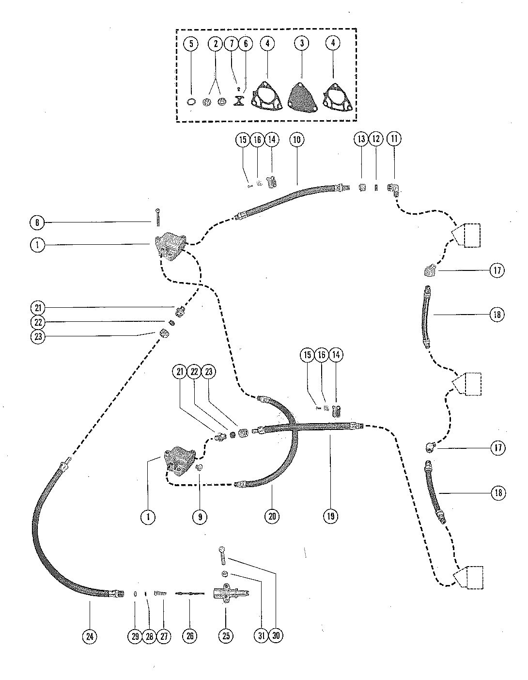 MERCURY MERC 1500 FUEL PUMP AND FUEL LINE ASSEMBLY (SERIAL GROUP #1)