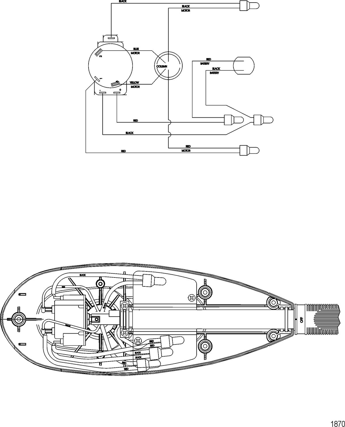 TROLLING MOTOR MOTORGUIDE SALT WATER SERIES Wire Diagram(Model SW54HB) (Without Quick Connect)