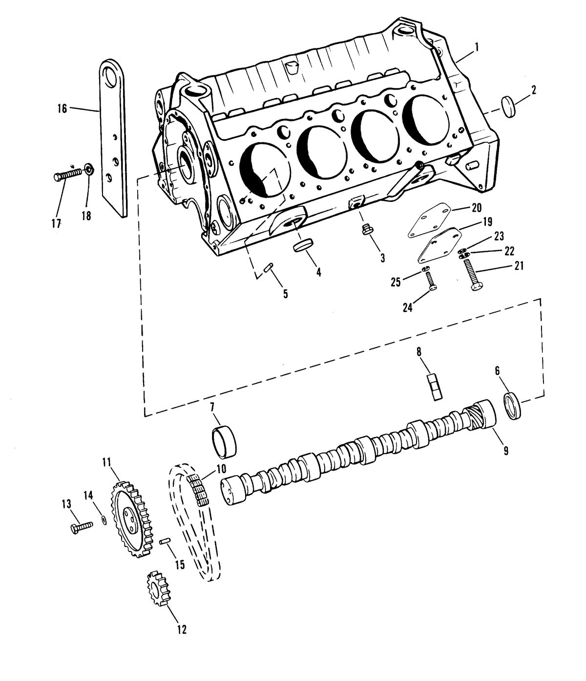 MERCRUISER 320 H.P. E.F.I ALPHA ONE ENGINE CYLINDER BLOCK AND CAMSHAFT