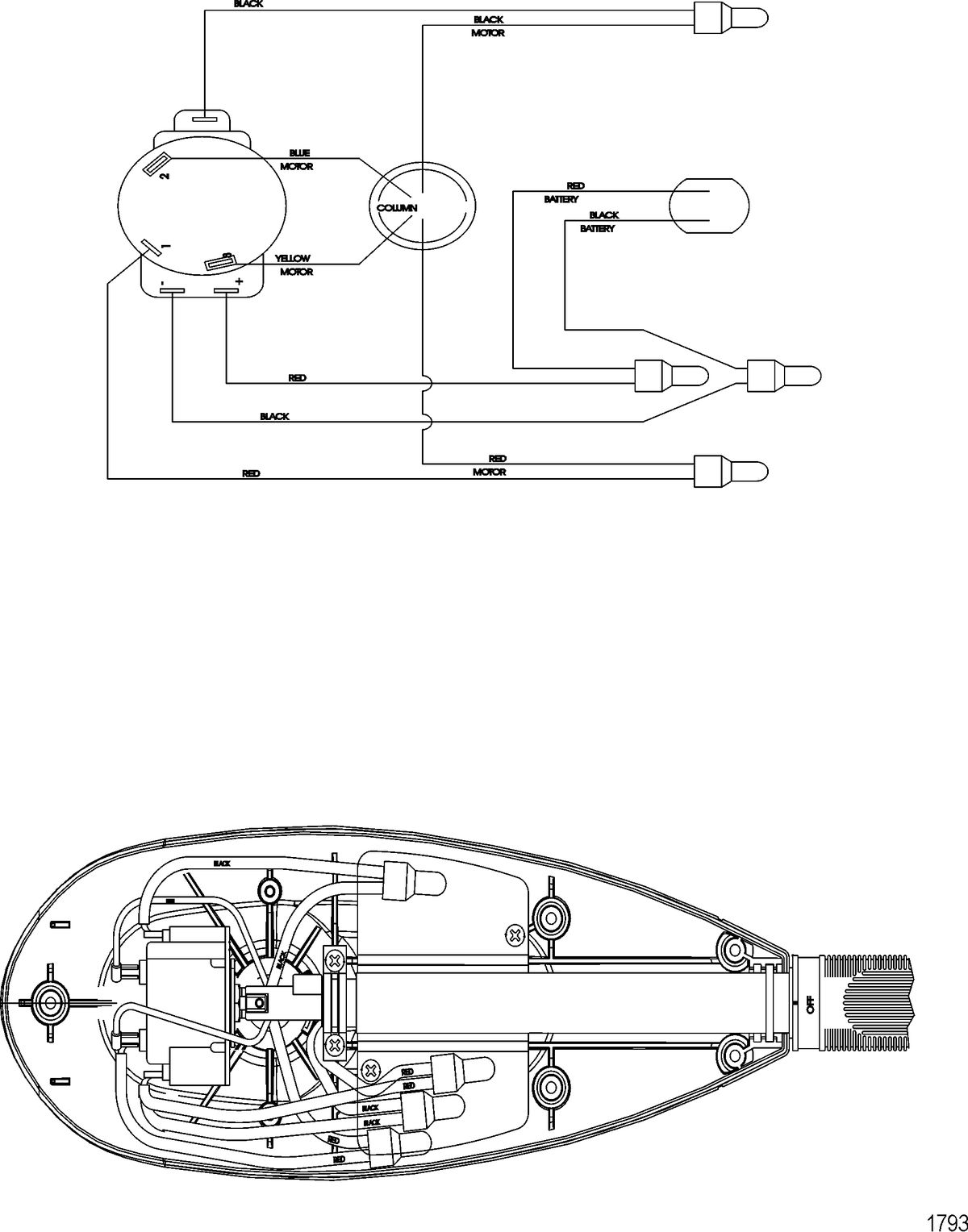 TROLLING MOTOR MOTORGUIDE FRESH WATER SERIES Wire Diagram(Model FW36HT) (Without Quick Connect)