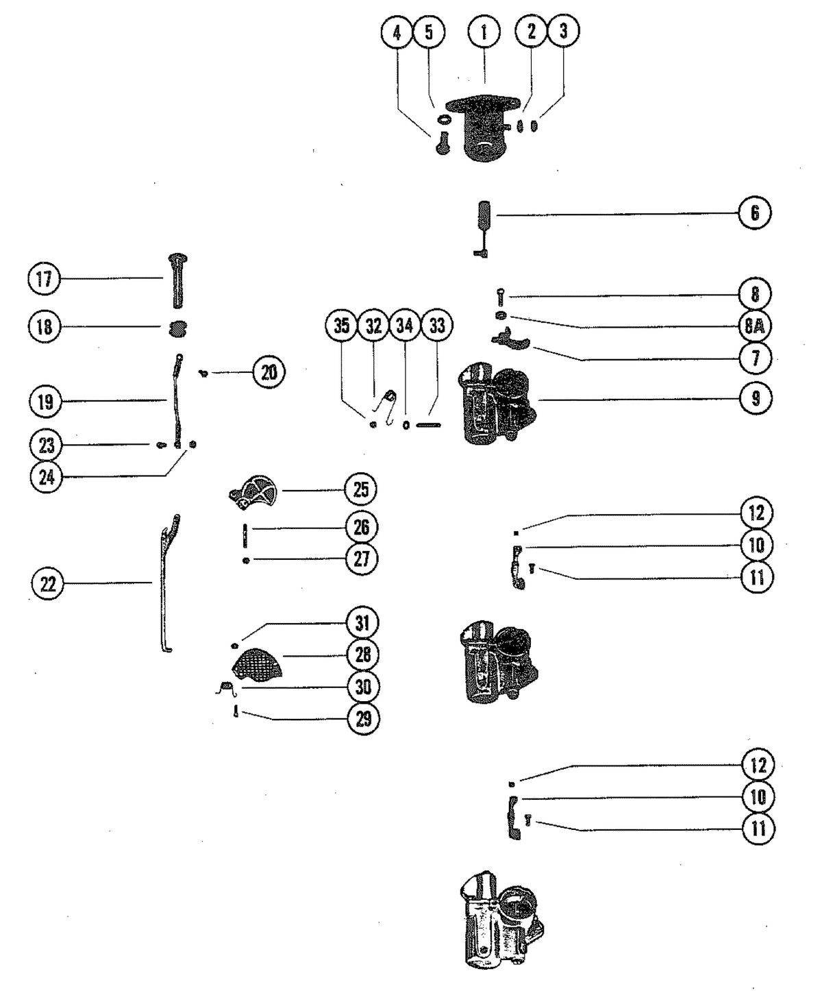 MERCURY MERC 115 CARBURETOR LINKAGE AND CHOKE SOLENOID