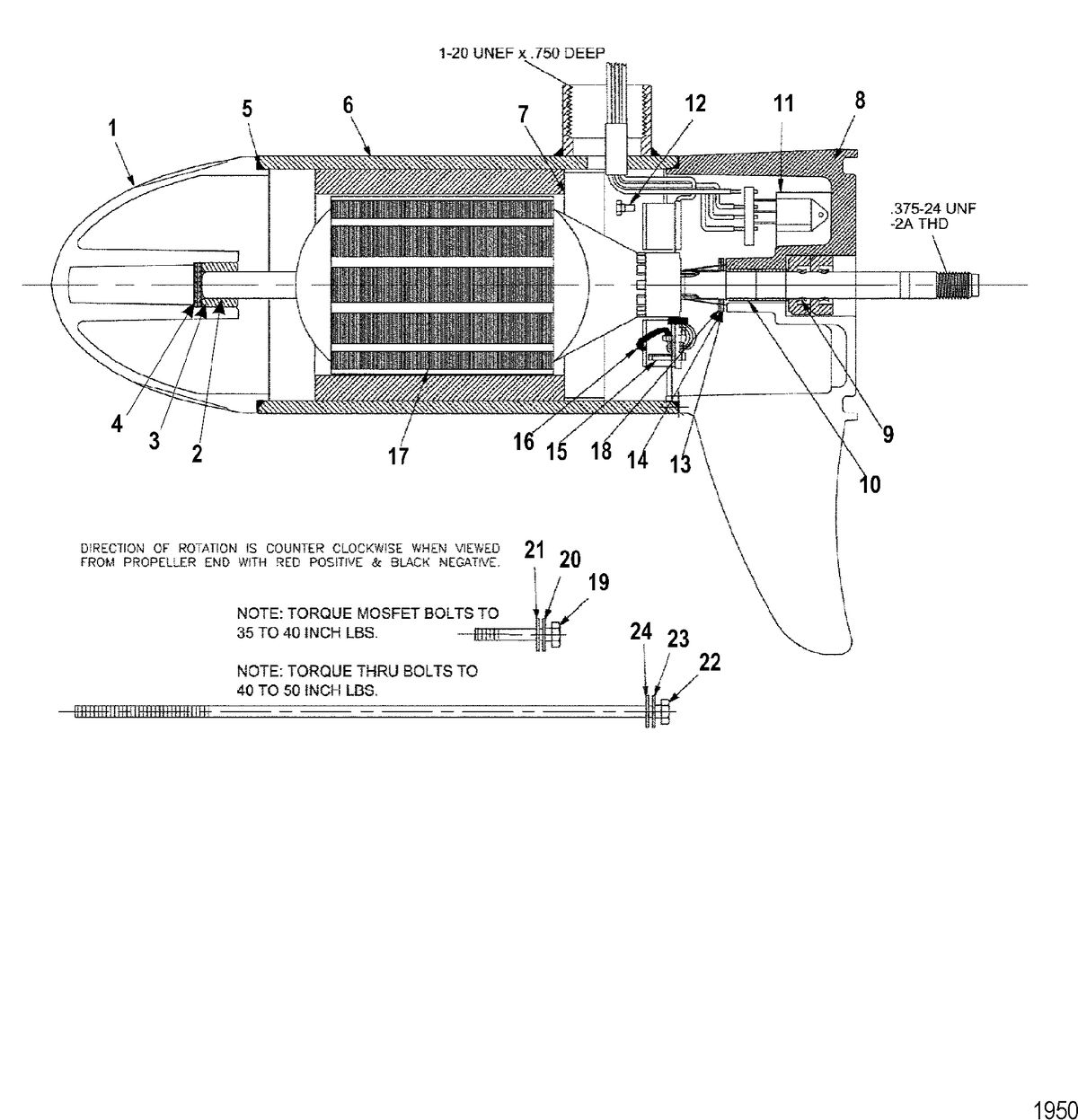TROLLING MOTOR MOTORGUIDE FRESH WATER SERIES Lower Unit Assembly(82# - Var/Rev) (MTF397012)