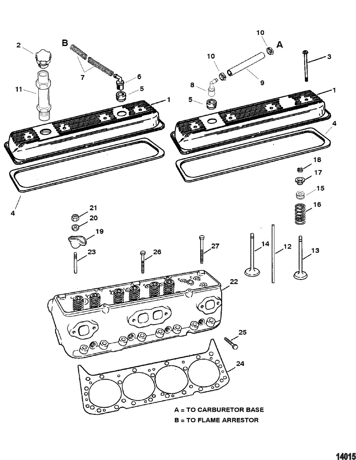 MERCRUISER 5.0L/5.7L ALPHA/BRAVO GEN+ Cylinder Head And Rocker Cover