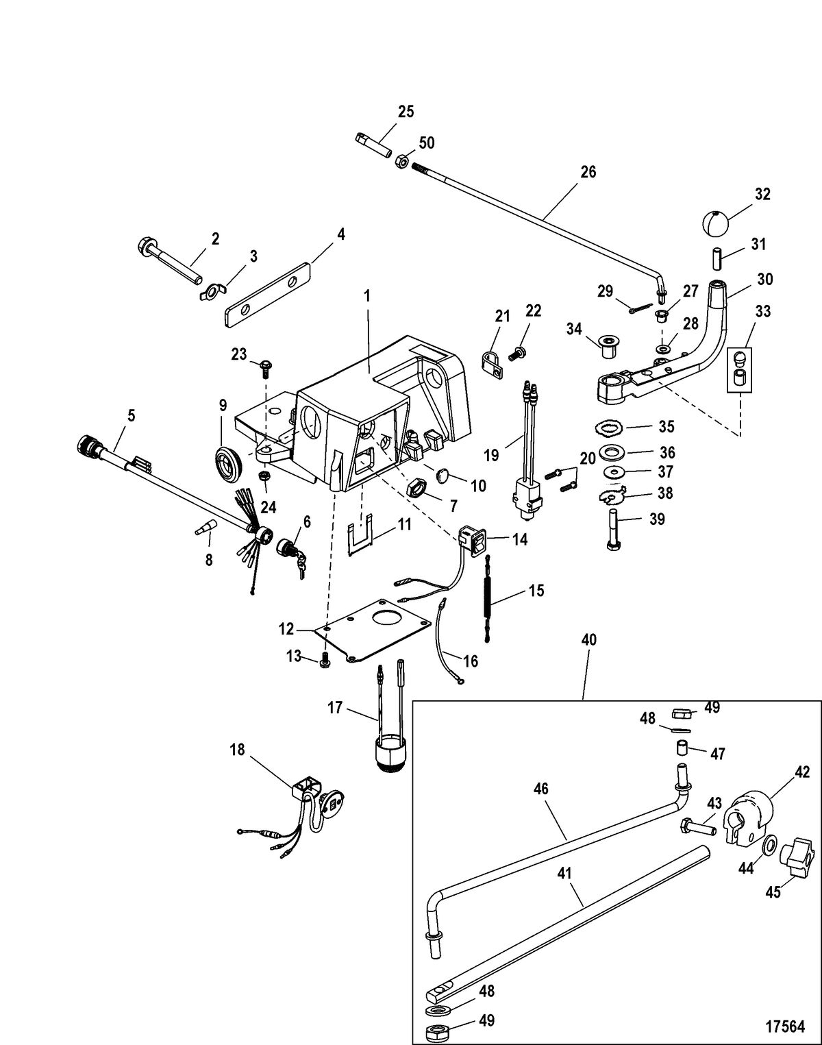 MERCURY/MARINER 115 EFI (4-STROKE) Steering Handle Kit Components