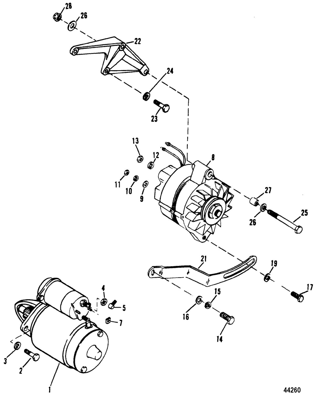 MERCRUISER 7.4L (MIE) HURTH/BORG WARNER (GEN V) STARTER AND ALTERNATOR