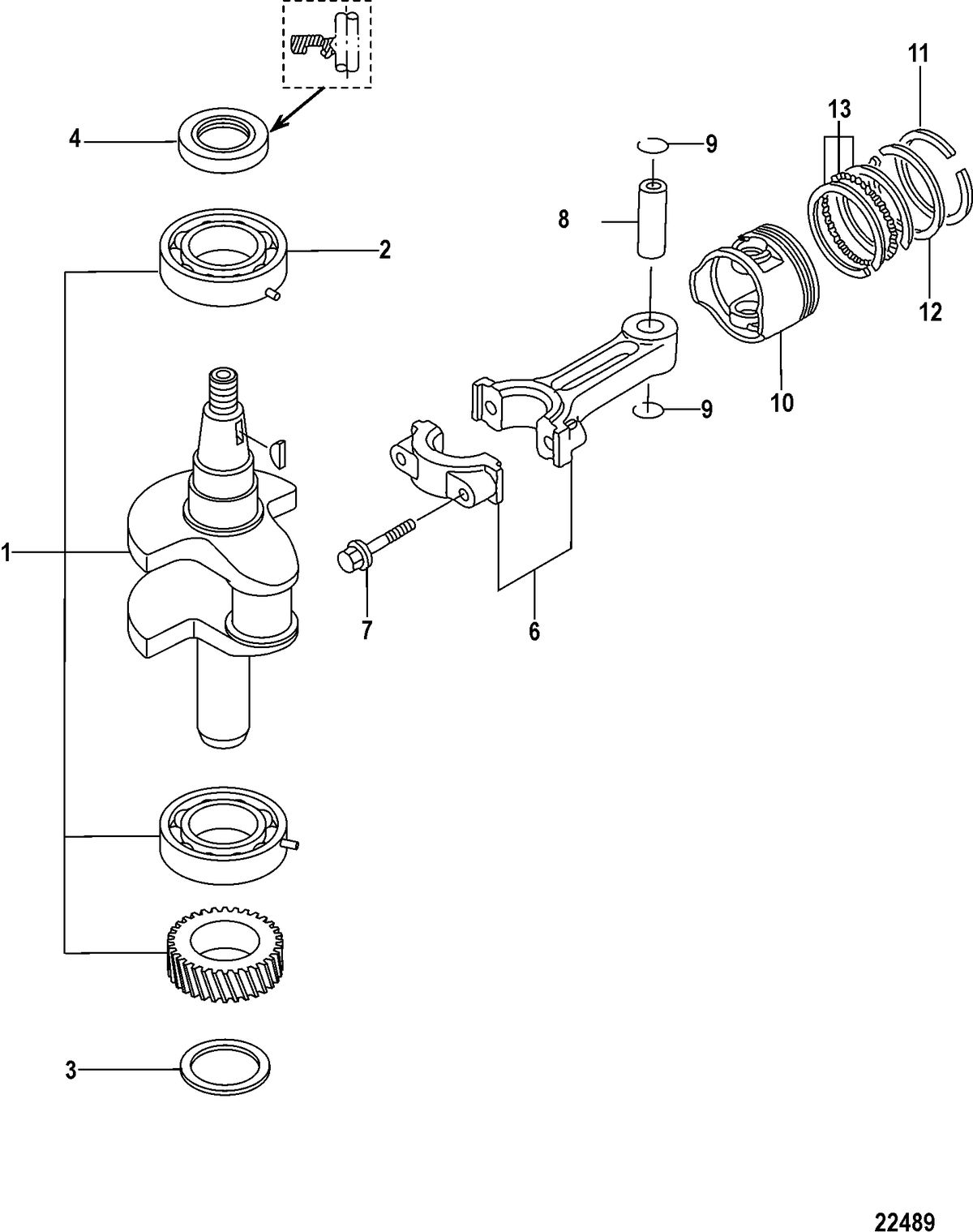 MERCURY/MARINER 2/2.5/3.5 4-STROKE Crankshaft, Piston and Connecting Rod