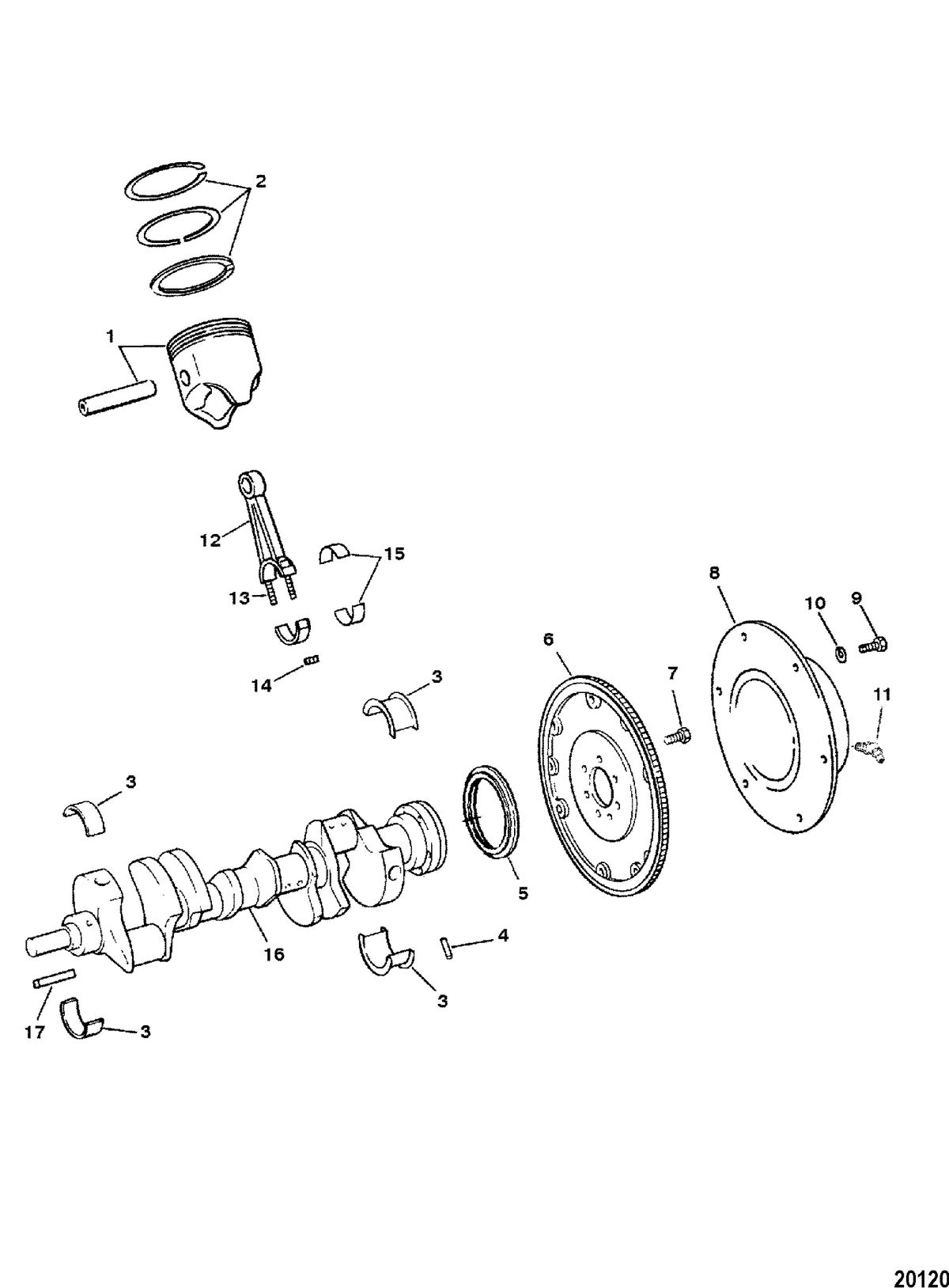 MERCRUISER 454/502 MPI MAG BRAVO (GEN VI) Crankshaft, Pistons and Connecting Rods