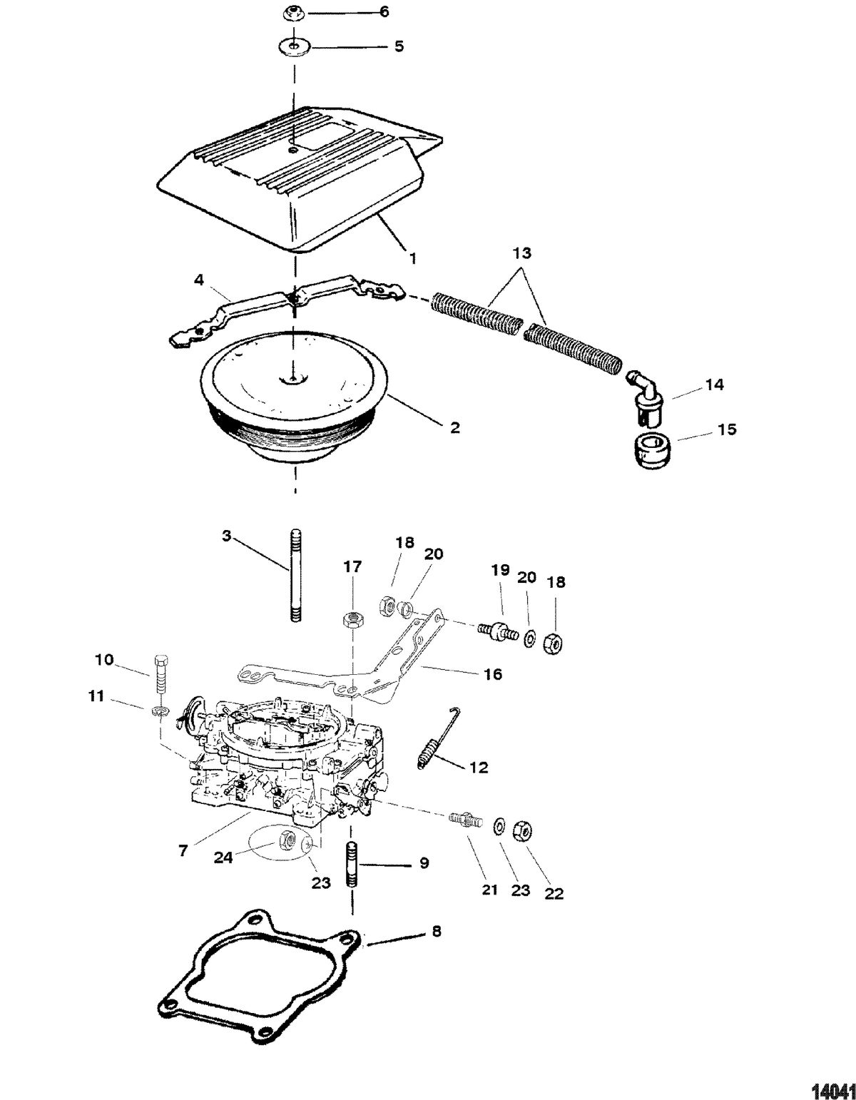 MERCRUISER 4.3L ALPHA/BRAVO (262 CID - GEN +) Carburetor And Throttle Linkage(Four Barrel)