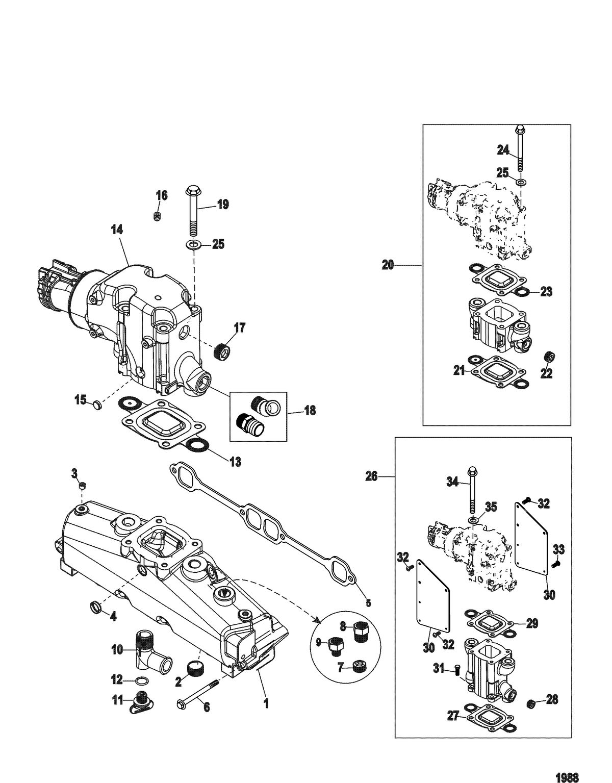 MERCRUISER 5.0L / 5.7L STERNDRIVE Exhaust Manifold and Elbow