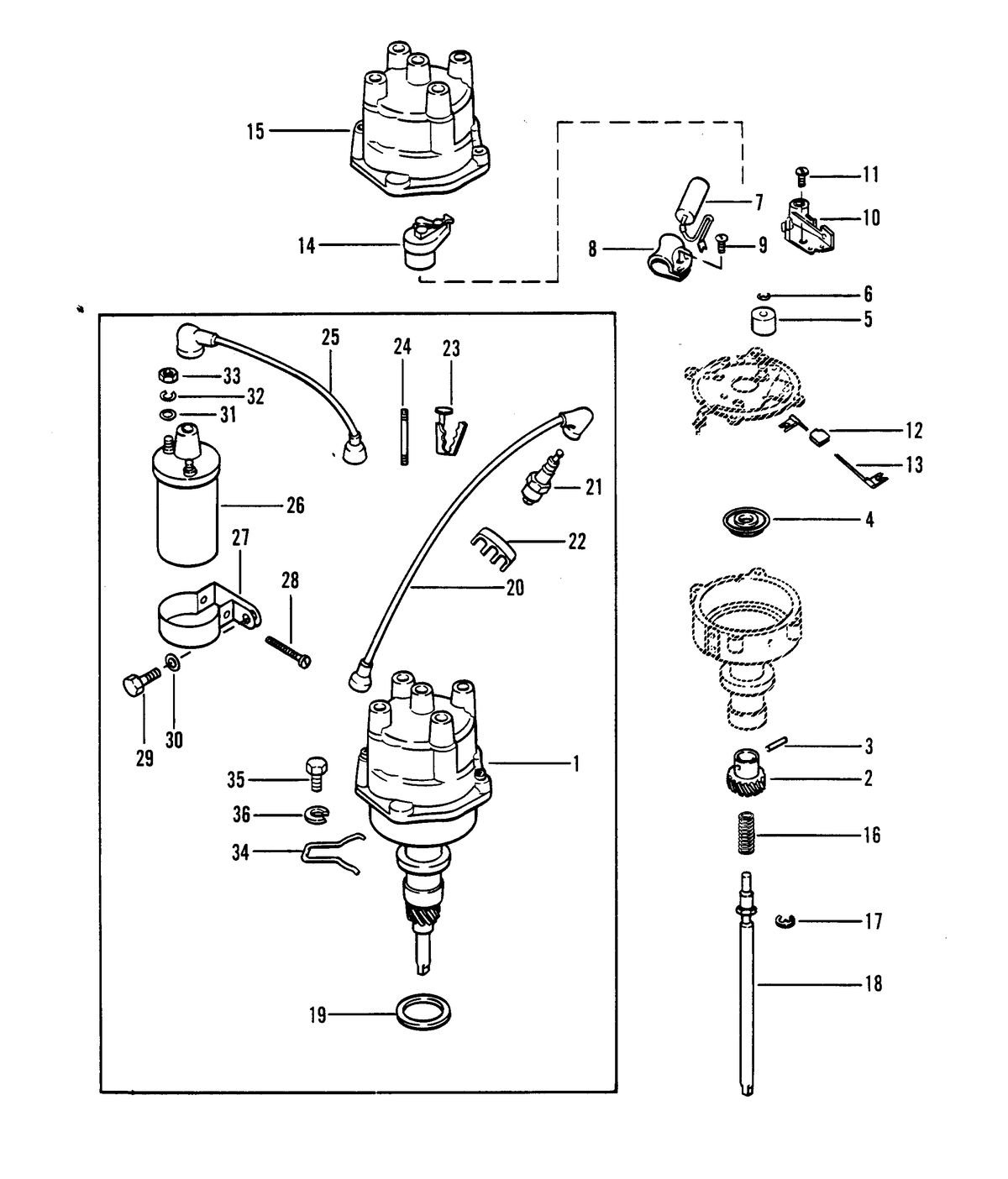 MERCRUISER 488R ENGINE DISTRIBUTOR AND COIL