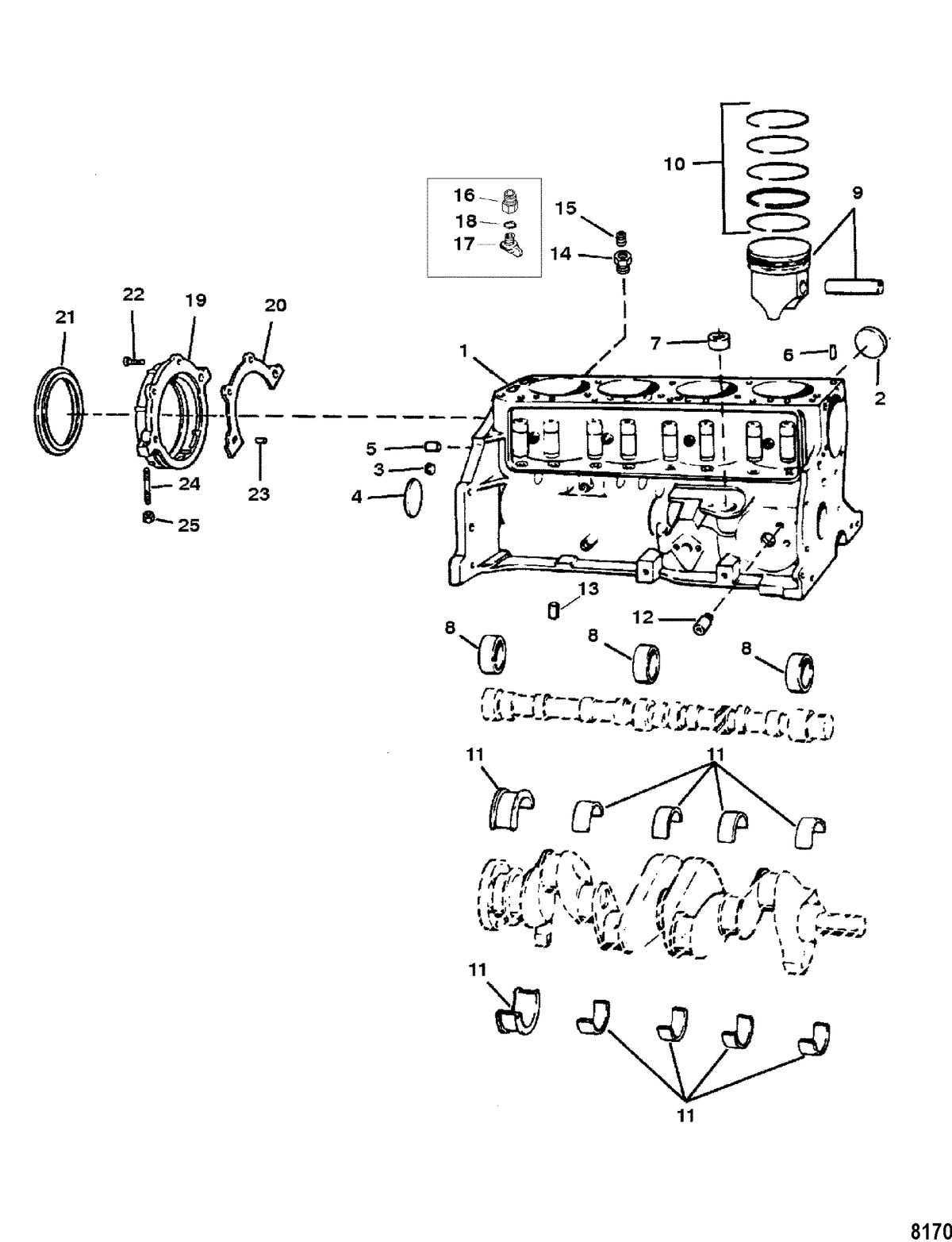 MERCRUISER 3.0L/LX ALPHA ONE Cylinder Block, Piston and Bearings