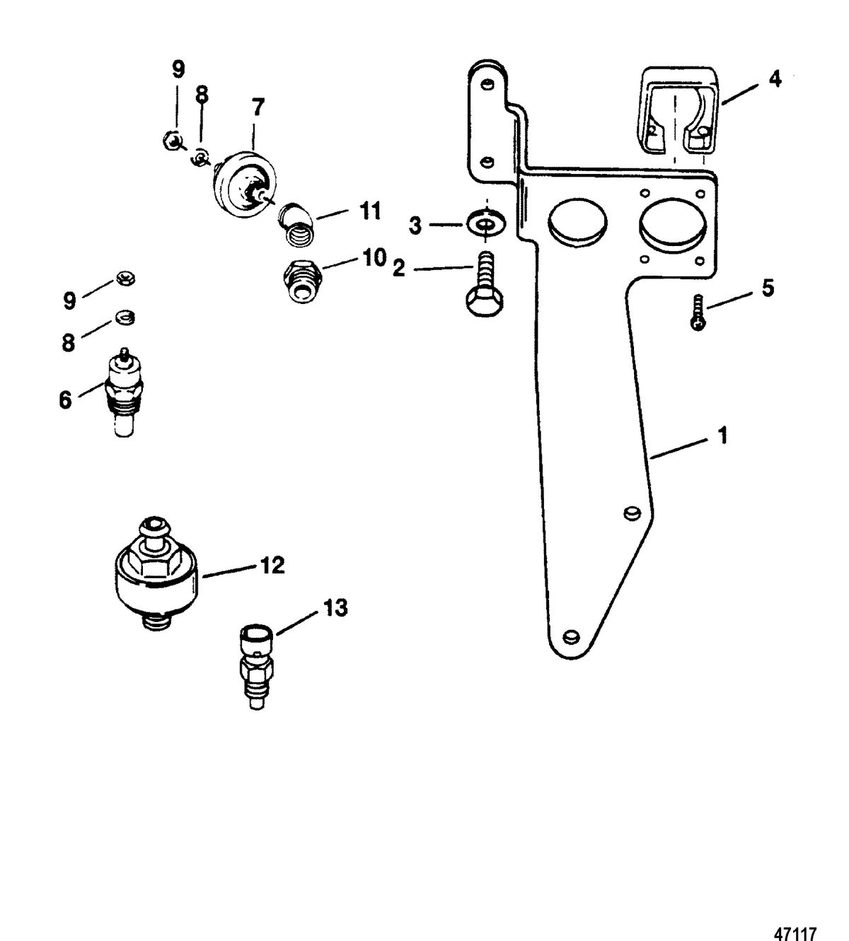 MERCRUISER 7.4 LX (EFI-MP) BRAVO SENDERS AND HARNESS BRACKET