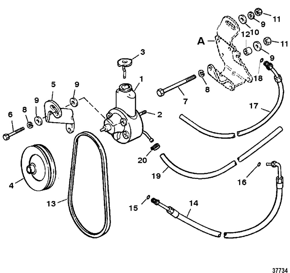 MERCRUISER 5.7L/LX 350 MAG ALPHA/BRAVO POWER STEERING COMPONENTS