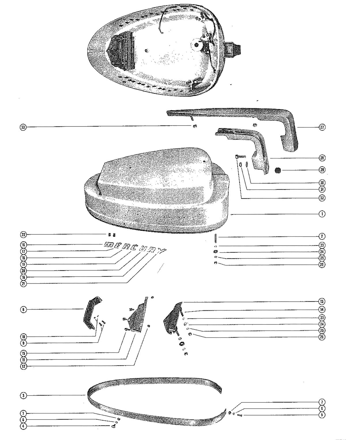 MERCURY MERC 800 TOP COWL ASSEMBLY