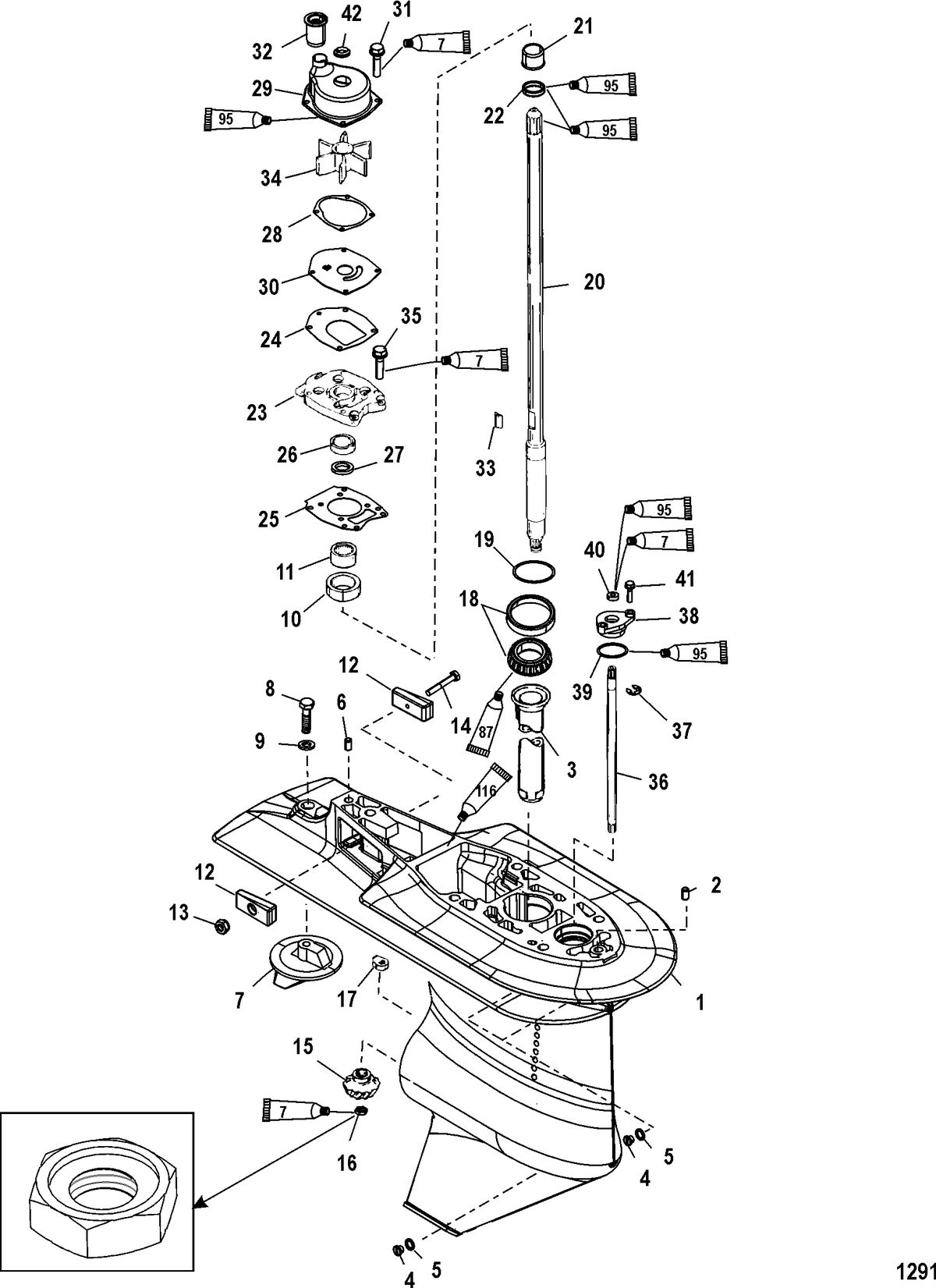 MERCURY/MARINER 115 EFI (4-STROKE) Gear Housing, Driveshaft (2.07:1) (S/N-0T590054 And Up)