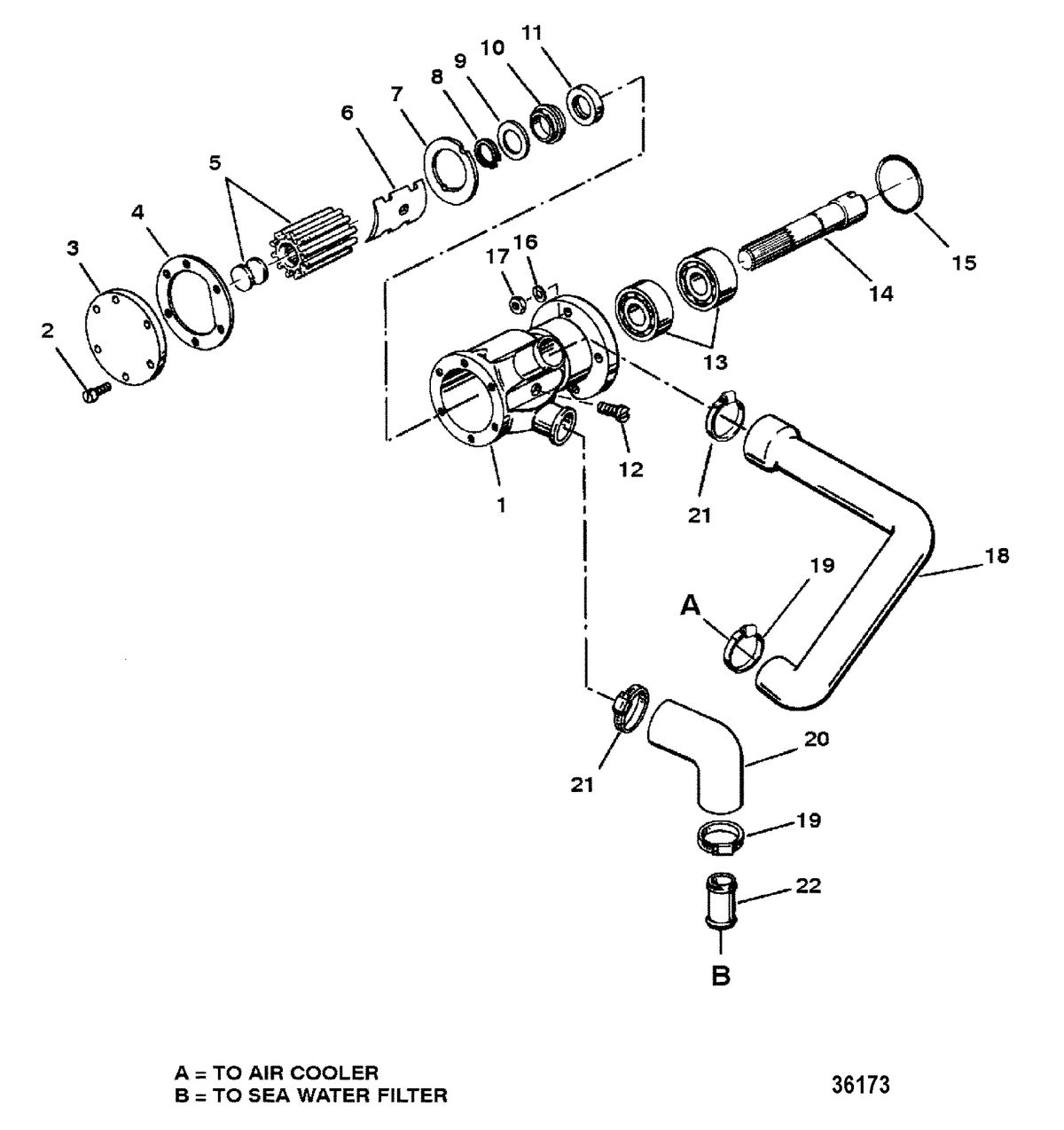 MERCRUISER D3.6L BRAVO DIESEL SEAWATER PUMP