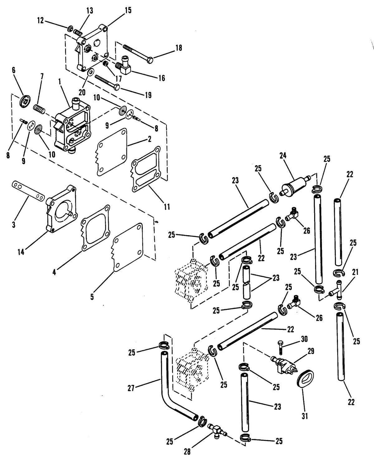 MERCURY/MARINER 250/275 HP FUEL PUMP (SERIAL #D000749 AND BELOW)