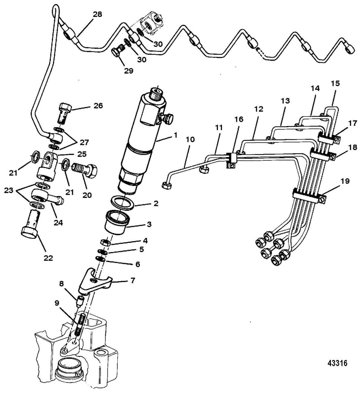 MERCRUISER D4.2L/220 IDI DIESEL Injection Nozzle / Lines