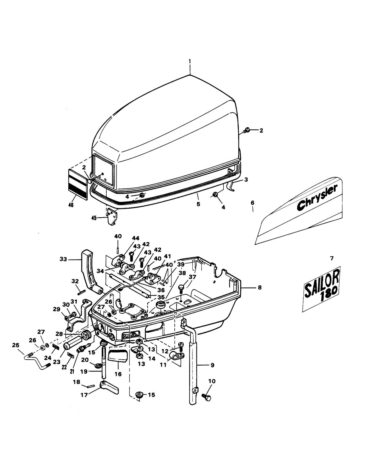CHRYSLER 7.5 HP ENGINE COVER AND SUPPORT PLATE
