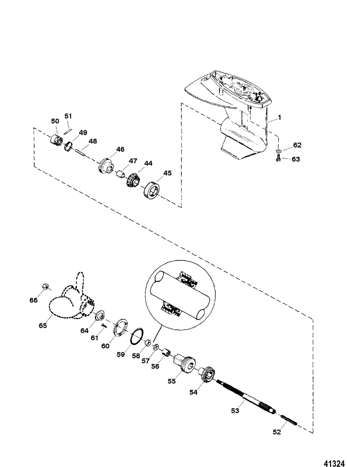MERCURY/MARINER 25 H.P. (3 CYL.)(INTERNATIONAL) GEAR HOUSING ASSEMBLY(PROPELLER SHAFT)