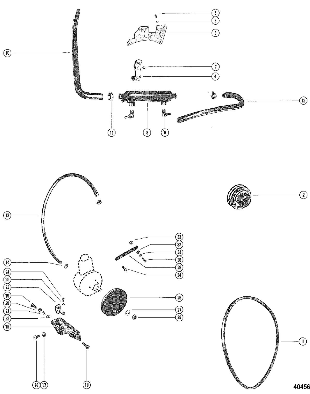 MERCRUISER 120 ENGINE POWER STEERING MOUNTING, With Closed Cooling Kit