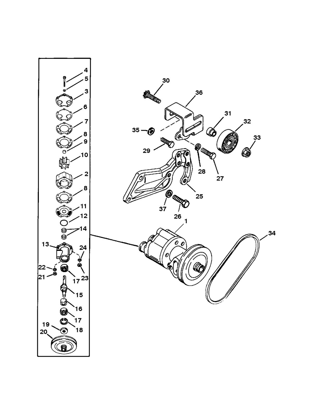 RACE STERNDRIVE 500 H.P. 8.2L (502 CI) ENGINE PUMP ASSEMBLY-WATER