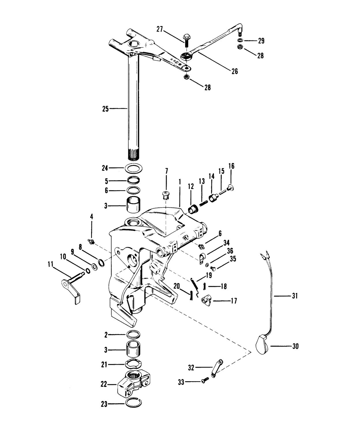 RACE OUTBOARD MOD-VP SWIVEL BRACKET AND STEERING ARM