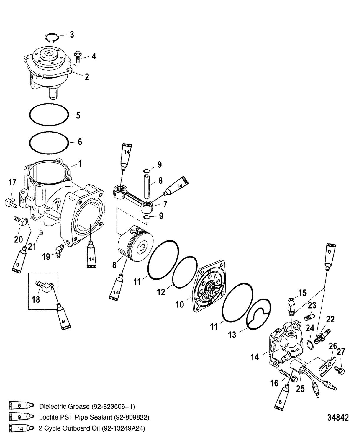 MERCURY/MARINER 200/225 DFI (3.0L) Air Compressor Components