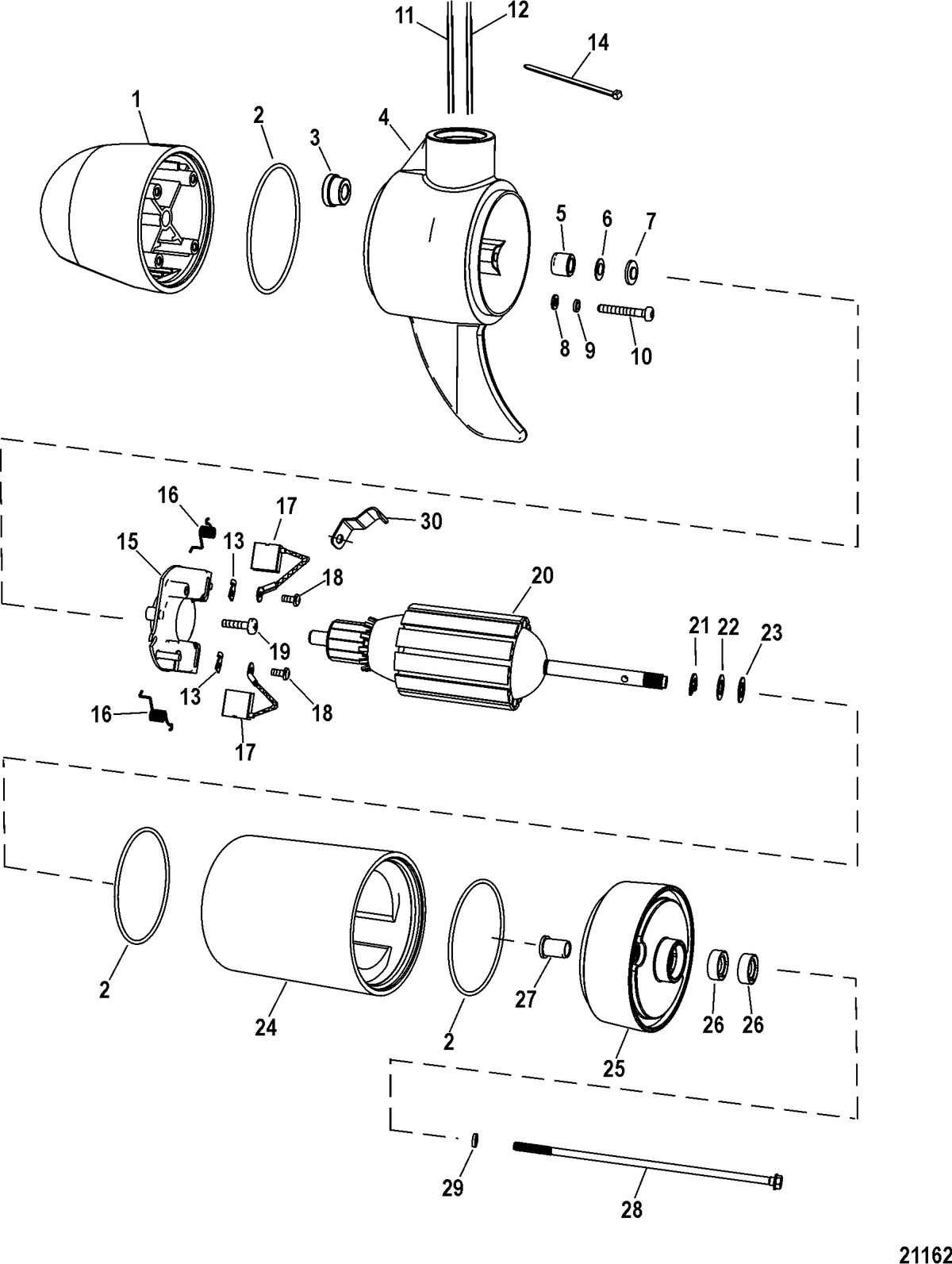 TROLLING MOTOR MOTORGUIDE WIRELESS SERIES Lower Unit Assembly(55# - Variable) (FW55 Black)