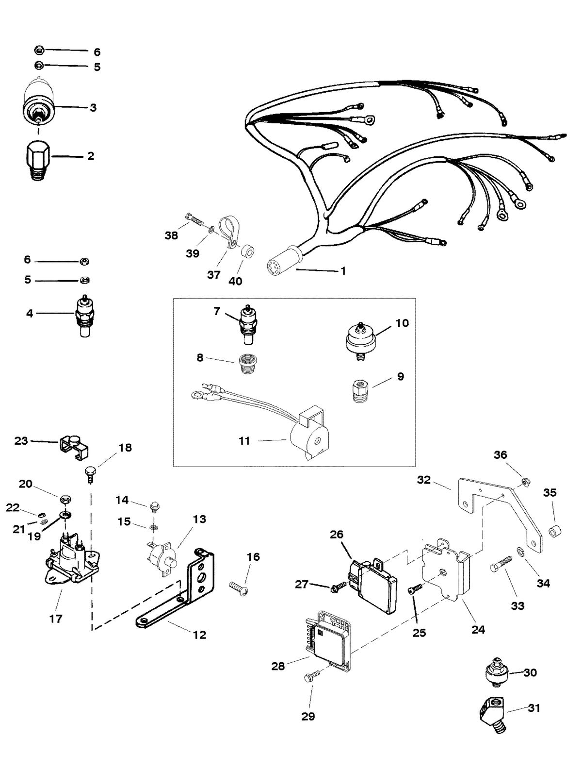 MERCRUISER - 5.7L MIE GM 350 V-8 1997 - WIRING HARNESS AND ELECTRICAL