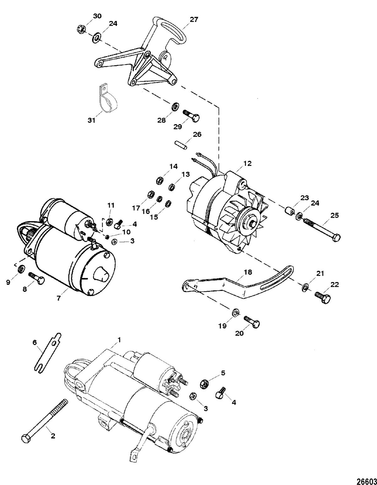 RACE STERNDRIVE 525 SC - GEN VI Starter And Alternator Mounting