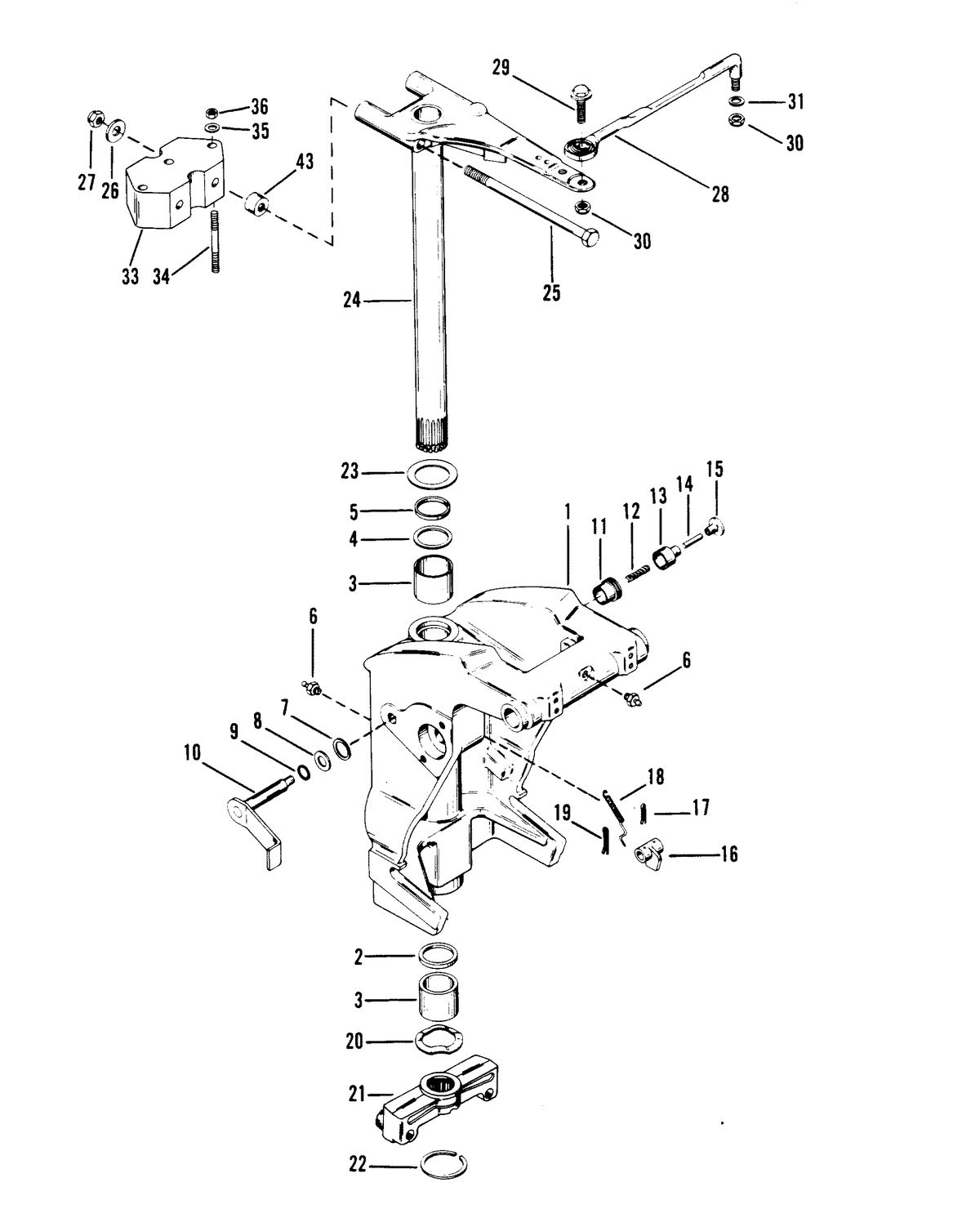 RACE OUTBOARD MERC 3.4L EFI SWIVEL BRACKET AND STEERING ARM