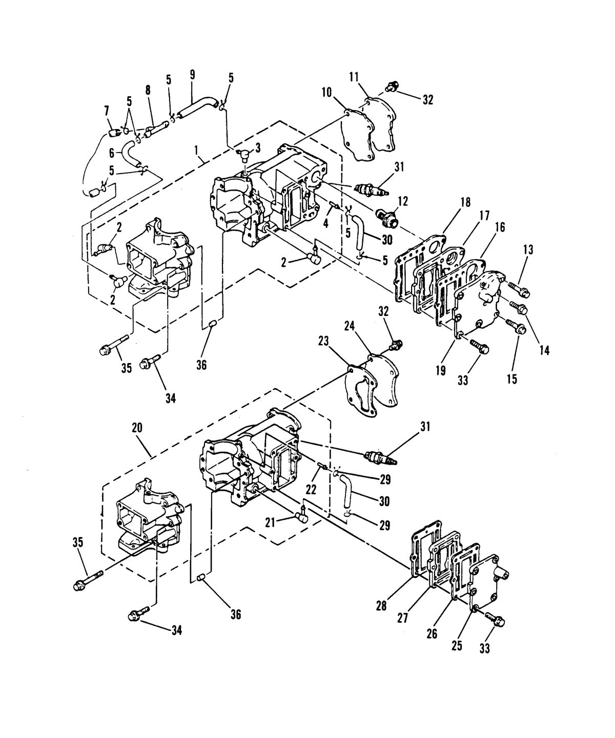 MARINER 4 H.P. CRANKCASE AND CYLINDER HEAD