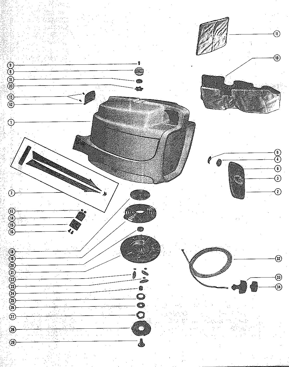 MERCURY MERC 100/150/200/250 TOP COWL AND STARTER ASSEMBLY