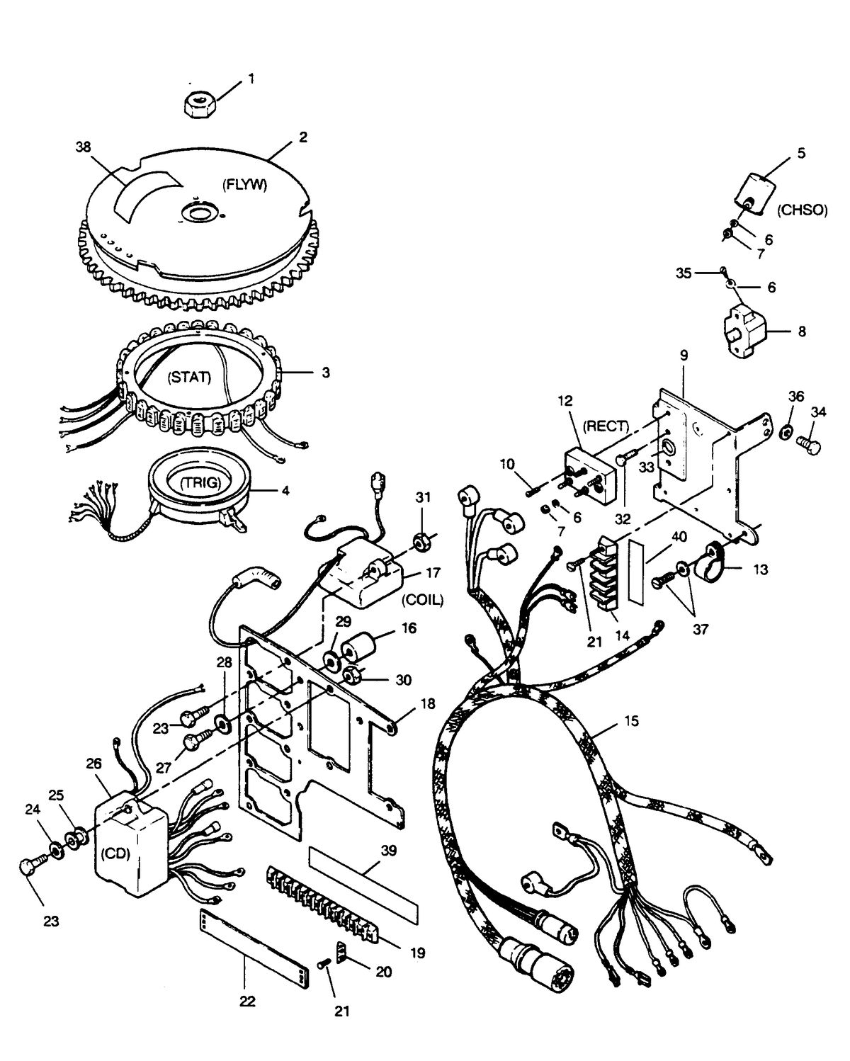 FORCE FORCE 1990 90 H.P. "A" MODEL L-DRIVE ELECTRICAL COMPONENTS