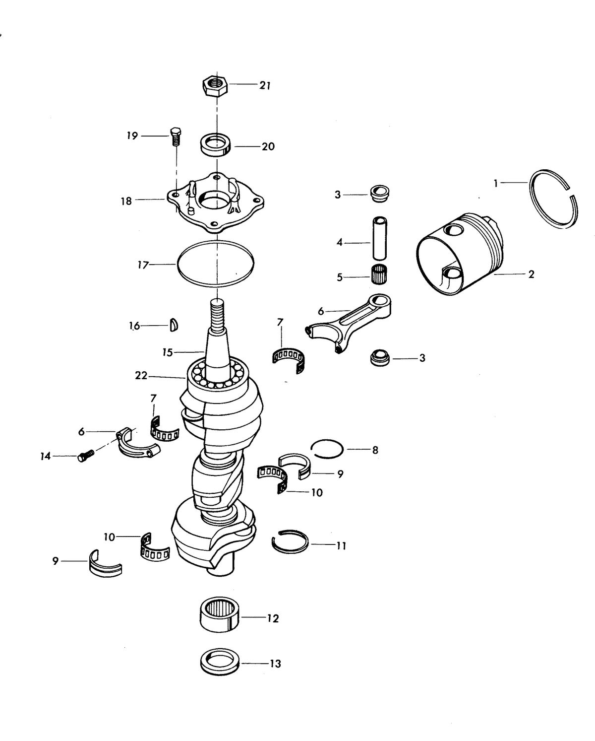 CHRYSLER 75 H.P. CRANKSHAFT AND PISTON GROUP