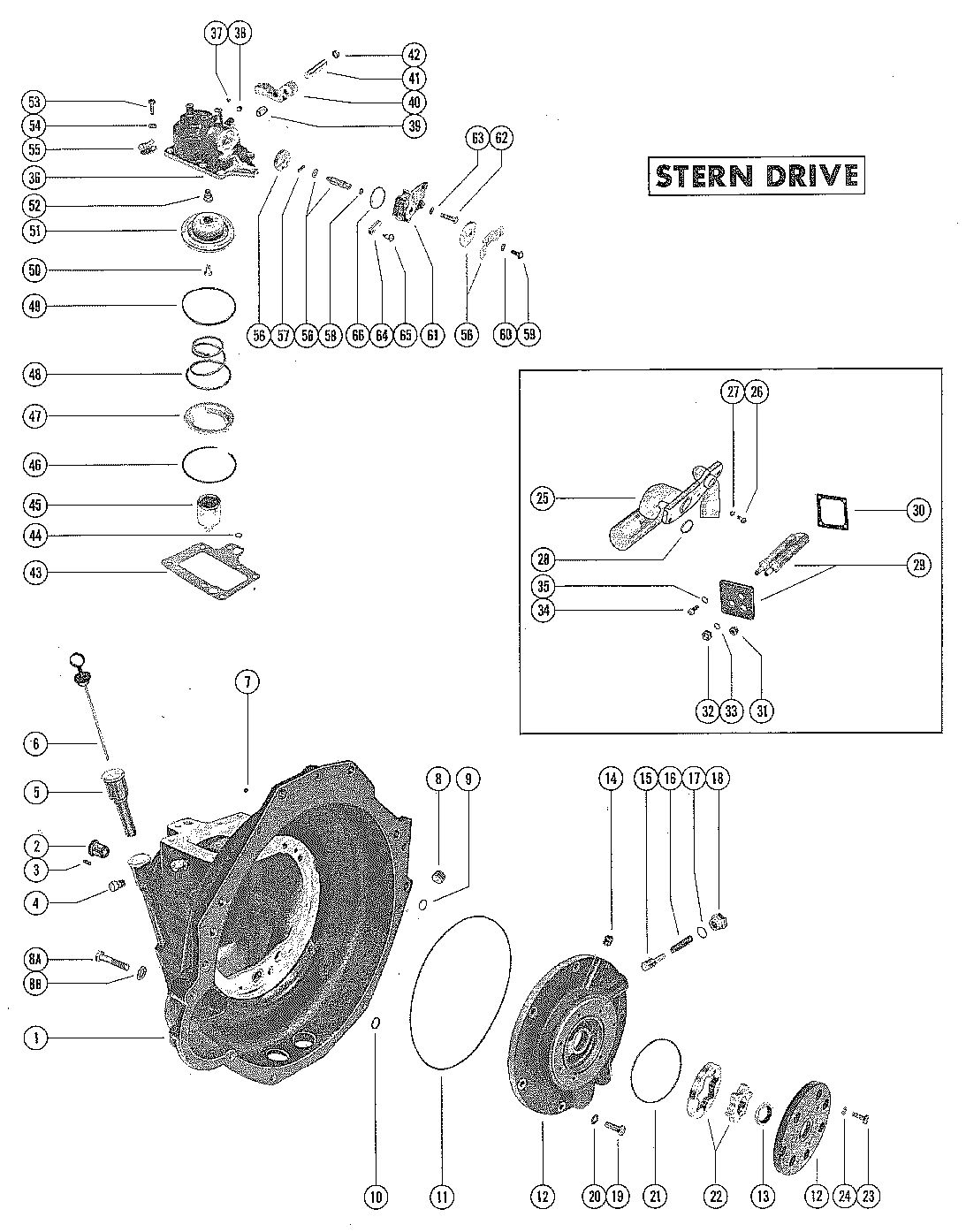 MERCRUISER 255 ENGINE TRANSMISSION ASSEMBLY (STERN DRIVE) (PAGE 1)