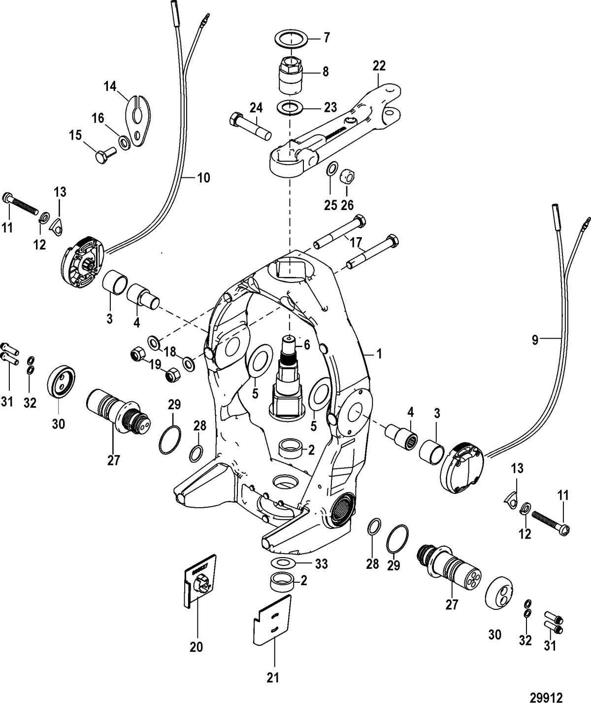 MERCRUISER VAZER Gimbal Ring and Steering Lever