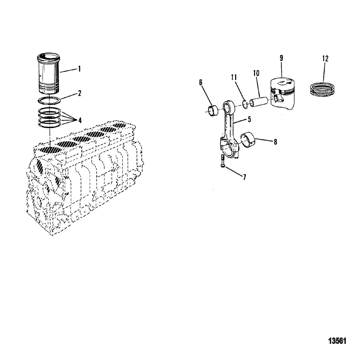 MERCRUISER 530 D-TA / 636 D -TA D183 TURBO AC/D219AC Connecting Rod And Piston