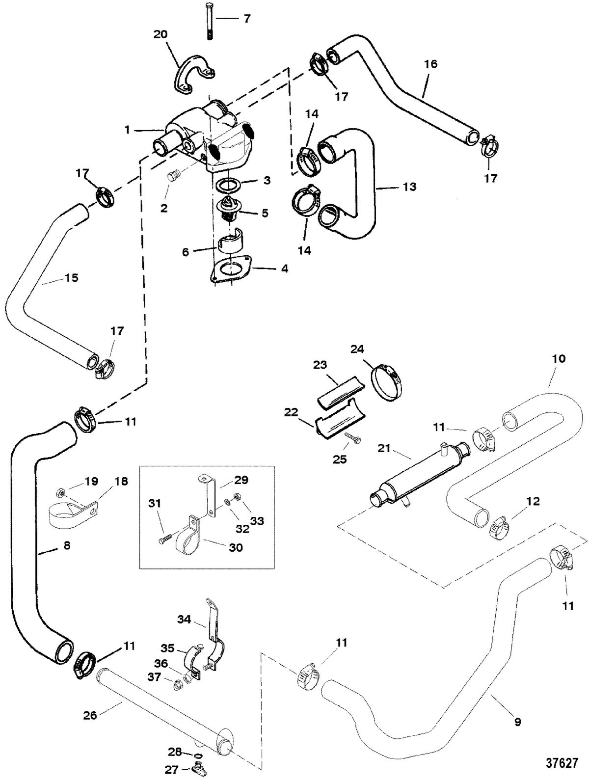 MERCRUISER 5.7L 2BBL 5.7LX 4BBL 350 MAG ALPHA/BRAVO STANDARD COOLING SYSTEM(ALPHA ENGINES)