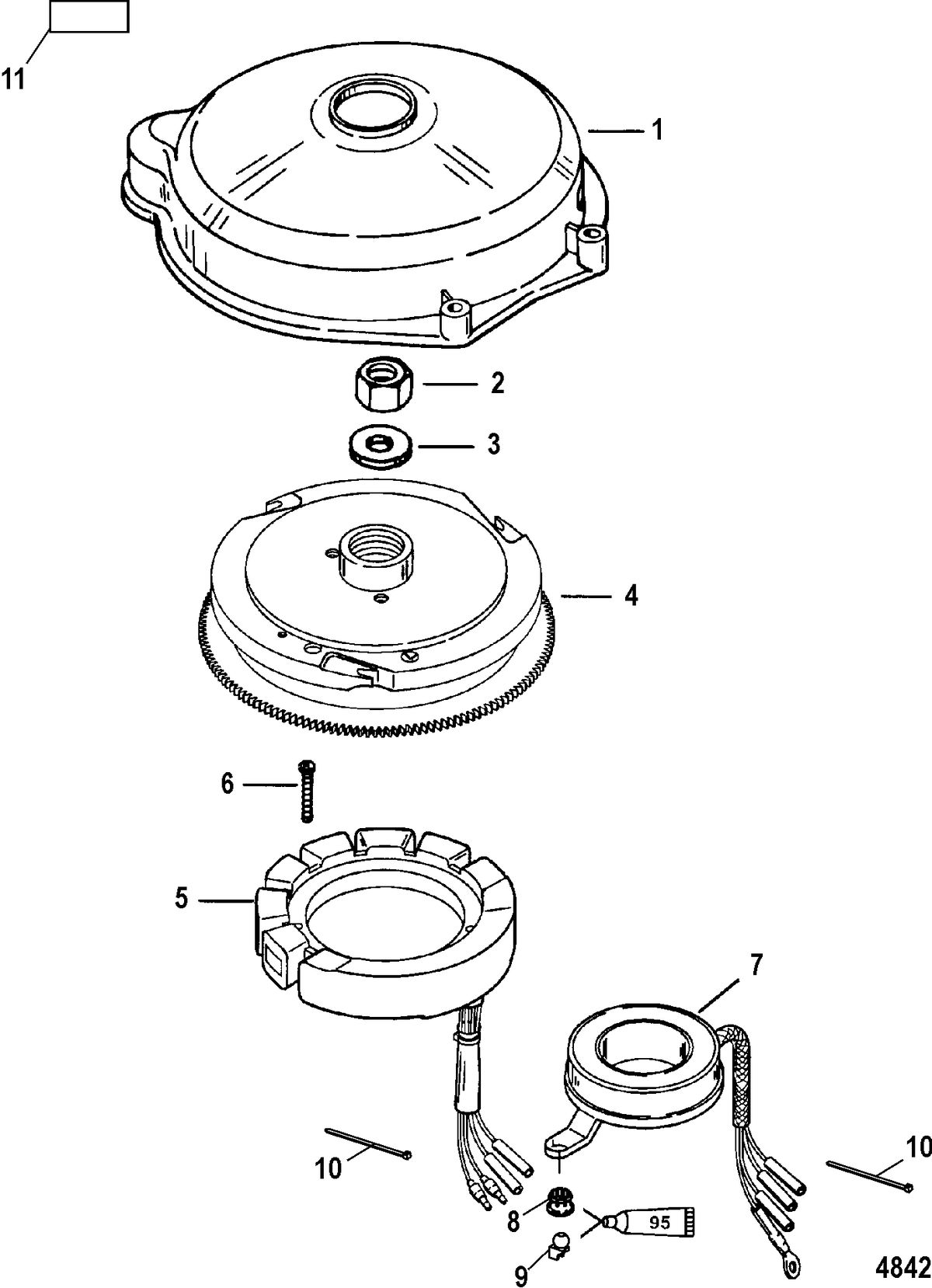 MERCURY/MARINER 40/50 JET 30 (3 CYLINDER) 2-STROKE Flywheel and Stator(Electric)