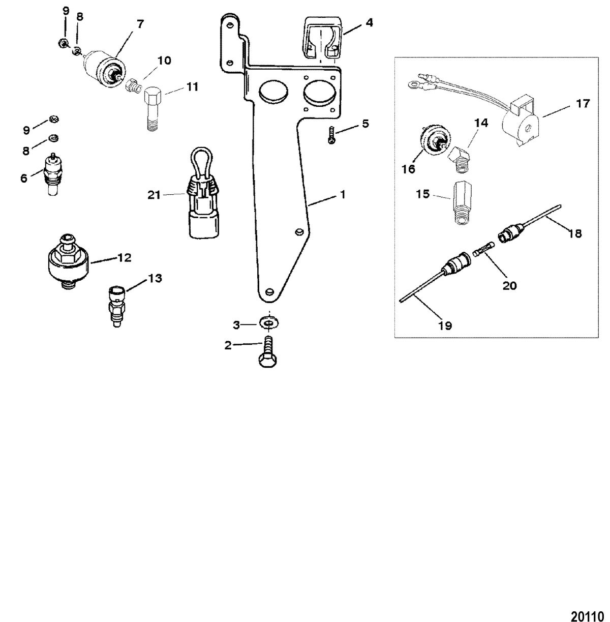 MERCRUISER 454/502 MPI MAG BRAVO (GEN VI) Senders and Harness Bracket