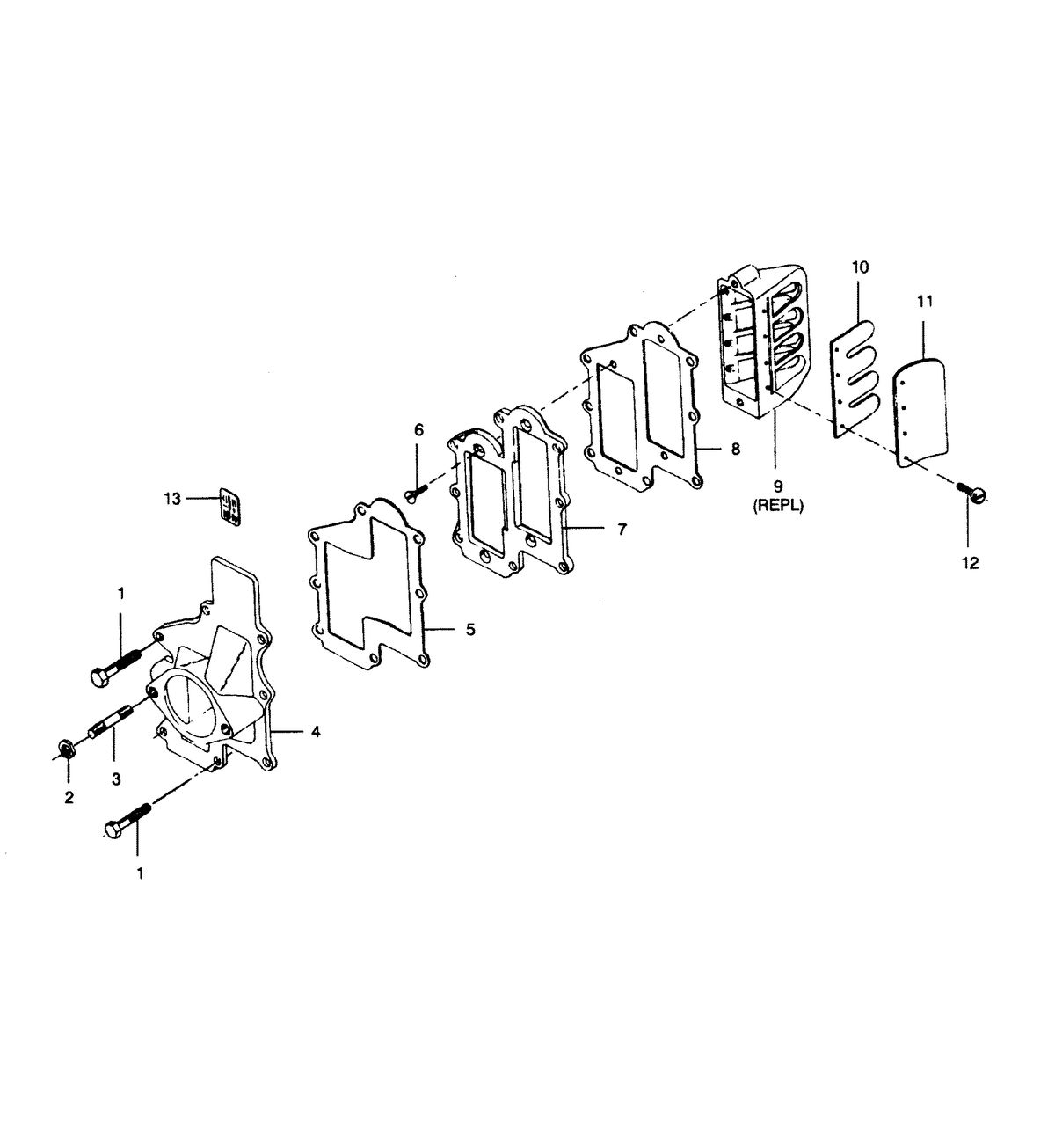 FORCE FORCE 1991 50 H.P. "A" MODELS REED PLATE AND ADAPTER FLANGE