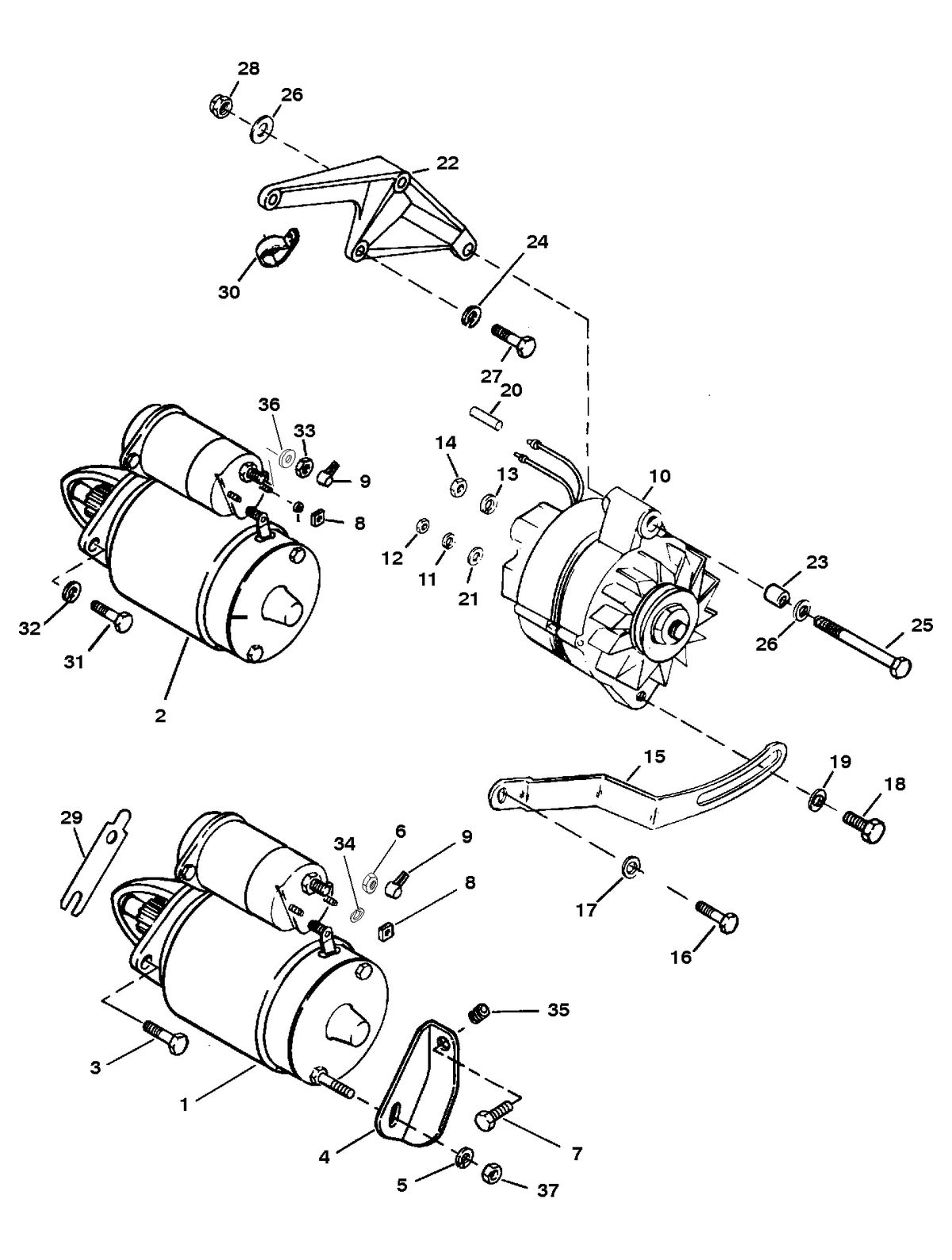 RACE STERNDRIVE 500 H.P. 8.2L (502 CI) ENGINE STARTER AND ALTERNATOR